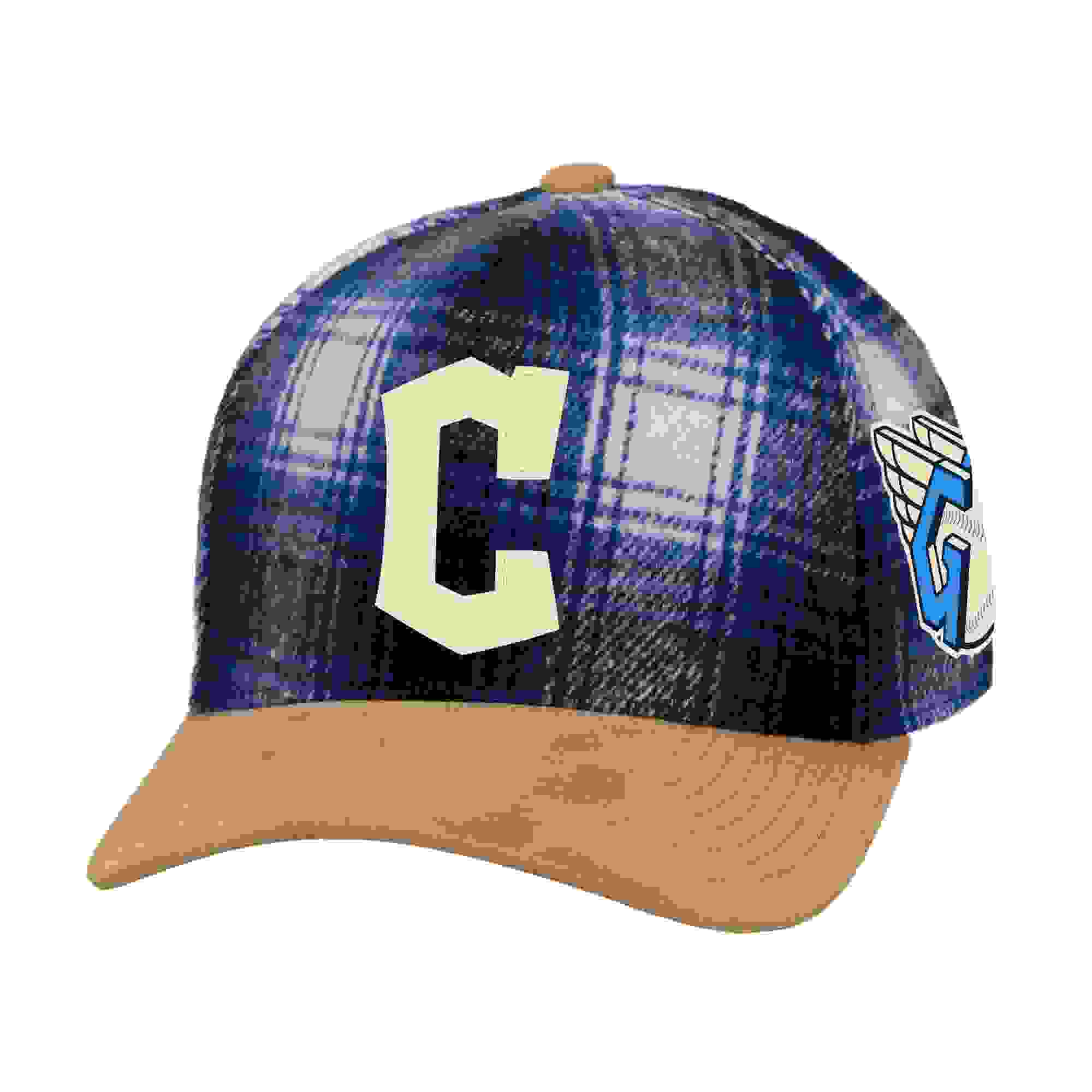 Mitchell & Ness Cleveland Guardians Blue Plaid Snapback Hat